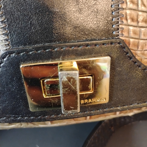 Brahmin Leather Croc Patchwork Shoulder Purse - Picture 3 of 16